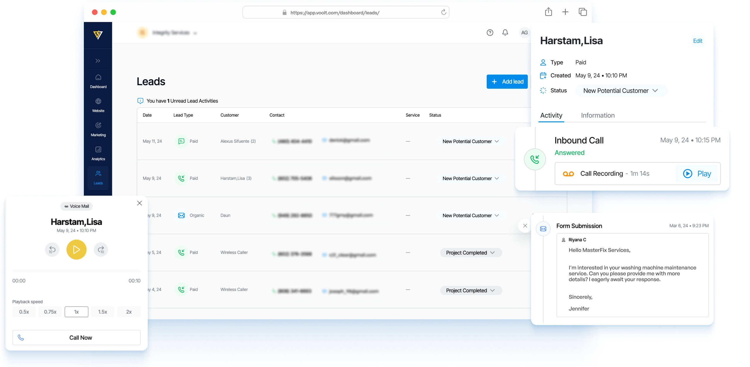 Direct communication with clients dashboard preview