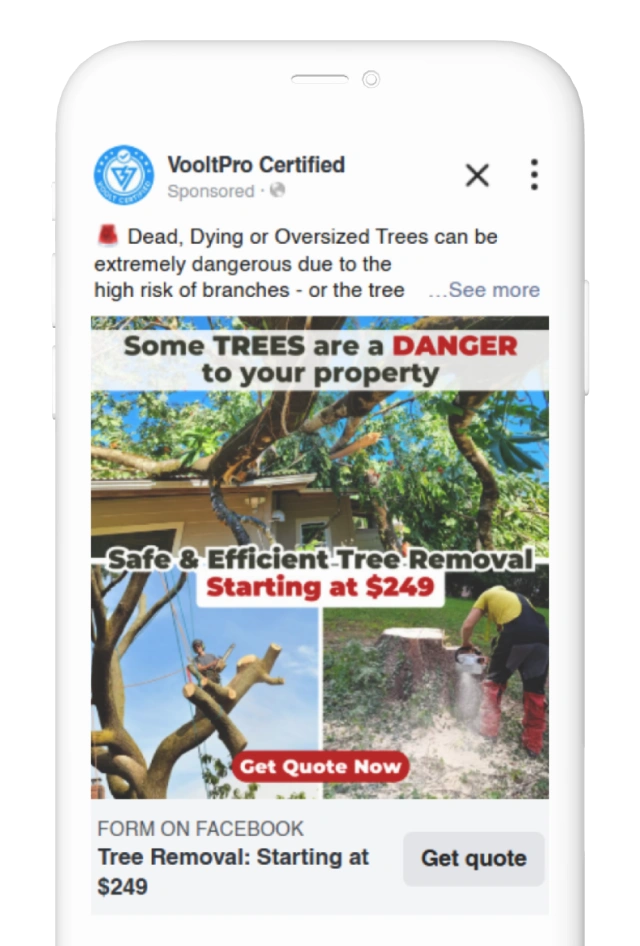 Smartphone displaying a social media ad for a junk removal service.